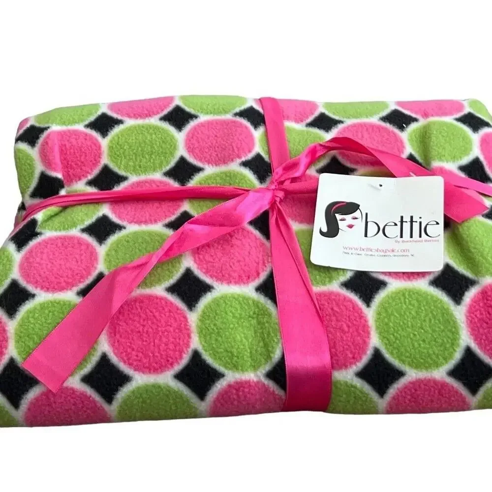 New Buckhead Betties Fleece Polka Dot Blanket 4'x5'